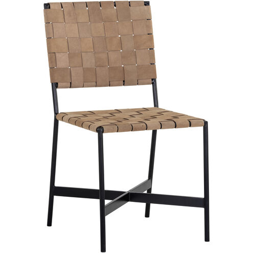 Omari Suede Light Tan Leather Dining Chair, Set Of 2